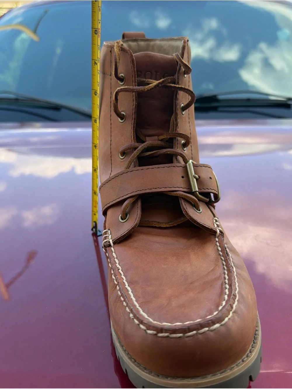 Polo Ralph Lauren Ranger Boots Brown Leather Men US 12D With Box